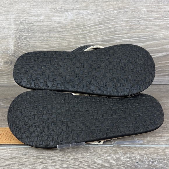 Sanuk Fraidy Cat Women’s Sz 10/EU 41 Black White Tan Slip On Flip Flop Sandals - Picture 8 of 13